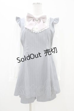 画像1: Ank Rouge / Bigリボンストライプコンビネゾン M グレー H-25-11-07-1042-CA-OP-NS-ZH