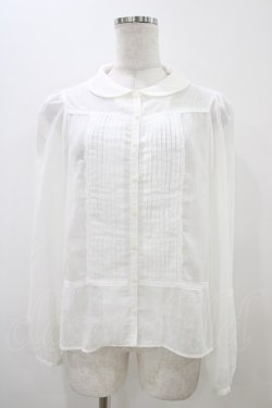 画像1: Franche Lippee / ピンタックブラウス M オフ H-25-11-07-1045-LO-BL-NS-ZH