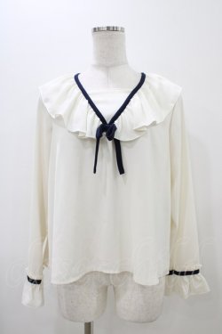 画像1: Fi.n.t / パイピングリボンラッフルカラーブラウス Free OFFWHITE H-25-11-07-1048-CA-BL-NS-ZH