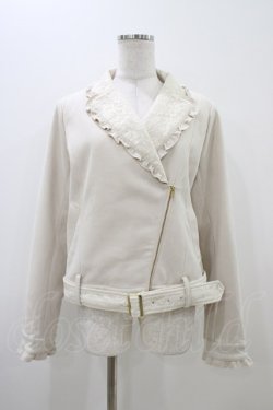 画像1: axes femme POETIQUE / スエードフリルライダースJK M ベージュ H-25-11-07-1050-AX-JA-NS-ZH