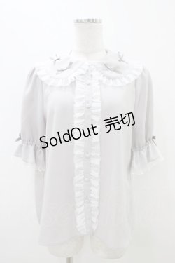 画像1: axes femme Kawaii / プチリボン半袖ブラウス M グレー H-25-11-07-1052-AX-BL-NS-ZH