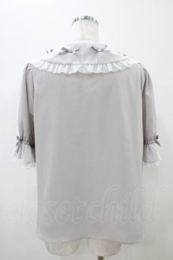 画像2: axes femme kawaii / プチリボン半袖ブラウス M グレー H-25-11-07-1052-AX-BL-NS-ZH