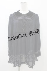 Cherir la femme / ベルベット襟ブラウス M ブラック H-25-11-07-1056-LO-BL-NS-ZH