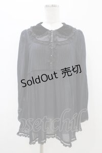 Cherir la femme / ベルベット襟ブラウス M ブラック H-25-11-07-1056-LO-BL-NS-ZH