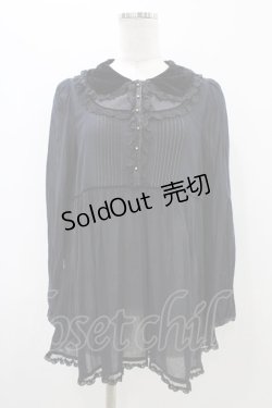 画像1: Cherir la femme / ベルベット襟ブラウス M ブラック H-25-11-07-1056-LO-BL-NS-ZH
