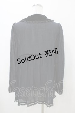 画像2: Cherir la femme / ベルベット襟ブラウス M ブラック H-25-11-07-1056-LO-BL-NS-ZH