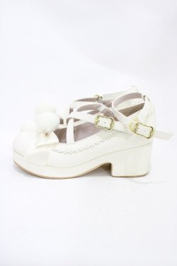 画像2: Amavel / ファーぽんリボン付クロスパンプス L オフ H-25-11-07-1001-CA-SH-NS-ZH