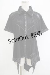 Ozz Croce / ダブルカラー刺繍ブラウス  黒 H-25-11-07-053-OO-BL-KB-ZH