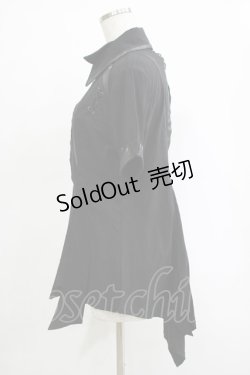 画像2: Ozz Croce / ダブルカラー刺繍ブラウス  黒 H-25-11-07-053-OO-BL-KB-ZH