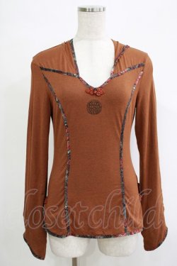 画像1: Ozz oneste / ジャガードパイピングプルパーカー  茶 H-25-11-07-054-OO-TO-KB-ZH