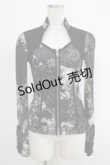 Ozz oneste / フロントZIPチャイナボタントップス  黒 H-25-11-07-055-OO-TO-KB-ZH