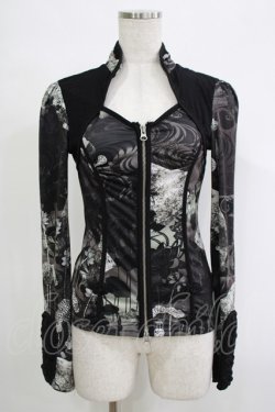 画像1: Ozz oneste / フロントZIPチャイナボタントップス  黒 H-25-11-07-055-OO-TO-KB-ZH