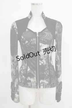 画像1: Ozz oneste / フロントZIPチャイナボタントップス  黒 H-25-11-07-055-OO-TO-KB-ZH