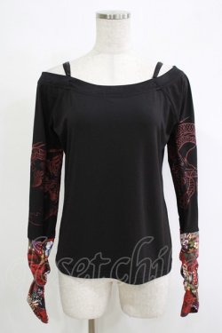 画像1: Qutie Frash / オフショルインナー  黒×赤 H-25-11-07-059-QU-TO-KB-ZH