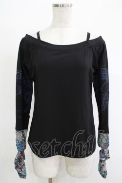 画像1: Qutie Frash / オフショルインナー  黒×青 H-25-11-07-060-QU-TO-KB-ZH