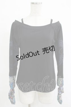 画像1: Qutie Frash / オフショルインナー  黒×青 H-25-11-07-060-QU-TO-KB-ZH