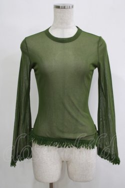 画像1: Jean Paul GAULTIER / 裾フリンジシアーカットソー 40 緑 H-25-11-07-061-GO-TO-KB-ZH