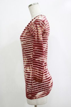 画像2: Jean Paul GAULTIER / ボーダー切替ガーゴイルパワーネットカットソー S 茶 H-25-11-07-062-GO-TO-KB-ZH