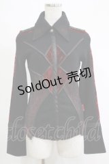 Ozz On / 異素材切替ニットソーシャツ  黒×赤 H-25-11-07-065-OO-BL-KB-ZH