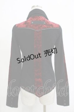 画像3: Ozz On / 異素材切替ニットソーシャツ  黒×赤 H-25-11-07-065-OO-BL-KB-ZH