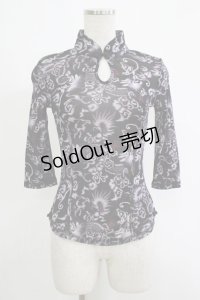 Ozz Croce / 総柄メッシュトップス  黒 H-25-11-07-067-OO-TO-KB-ZH