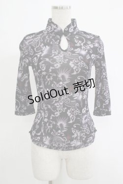 画像1: Ozz Croce / 総柄メッシュトップス  黒 H-25-11-07-067-OO-TO-KB-ZH