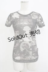 OZZ STOCK / 総柄メッシュトップス  黒 H-25-11-07-068-OO-TO-KB-ZH