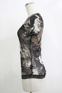 画像2: OZZ STOCK / 総柄メッシュトップス  黒 H-25-11-07-068-OO-TO-KB-ZH