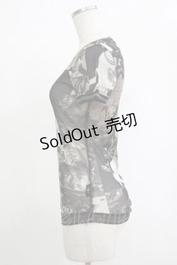 画像2: OZZ STOCK / 総柄メッシュトップス  黒 H-25-11-07-068-OO-TO-KB-ZH