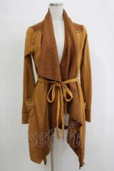 Ozz oneste / リブ切替ロングニットソーカーディガン  茶 H-25-11-07-069-OO-TO-KB-ZH