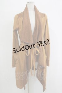 Ozz oneste / リブ切替ロングニットソーカーディガン  茶 H-25-11-07-069-OO-TO-KB-ZH