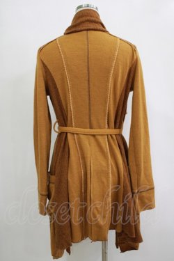 画像3: Ozz oneste / リブ切替ロングニットソーカーディガン  茶 H-25-11-07-069-OO-TO-KB-ZH