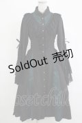 Ozz oneste / Dark Wizard 姫袖ワンピース  ブラック×グリーン H-25-11-07-008-OO-OP-KB-ZH
