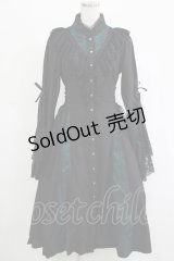 Ozz oneste / Dark Wizard 姫袖ワンピース  ブラック×グリーン H-25-11-07-008-OO-OP-KB-ZH