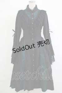 Ozz oneste / Dark Wizard 姫袖ワンピース  ブラック×グリーン H-25-11-07-008-OO-OP-KB-ZH