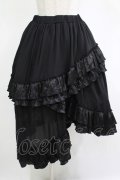 Qutie Frash / ジャガード3段フリルロングスカート  黒 H-25-11-07-011-QU-SK-KB-ZH