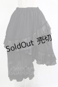 Qutie Frash / ジャガード3段フリルロングスカート  黒 H-25-11-07-011-QU-SK-KB-ZH