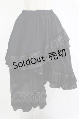 Qutie Frash / ジャガード3段フリルロングスカート  黒 H-25-11-07-011-QU-SK-KB-ZH