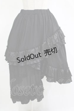 画像1: Qutie Frash / ジャガード3段フリルロングスカート  黒 H-25-11-07-011-QU-SK-KB-ZH