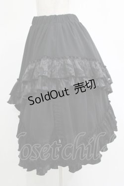 画像2: Qutie Frash / ジャガード3段フリルロングスカート  黒 H-25-11-07-011-QU-SK-KB-ZH