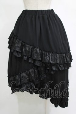 画像3: Qutie Frash / ジャガード3段フリルロングスカート  黒 H-25-11-07-011-QU-SK-KB-ZH