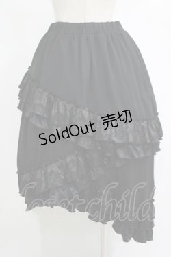 画像3: Qutie Frash / ジャガード3段フリルロングスカート  黒 H-25-11-07-011-QU-SK-KB-ZH
