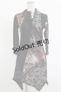 Ozz On / 異素材切替ワンピース  黒 H-25-11-07-013-OO-OP-KB-ZH