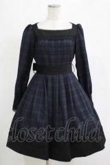 Sheglit / "Jane"タックワンピース  ブラックネイビーチェック H-25-11-07-002-EL-OP-KB-ZH