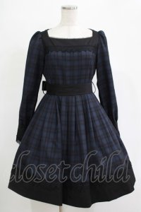 Sheglit / "Jane"タックワンピース  ブラックネイビーチェック H-25-11-07-002-EL-OP-KB-ZH