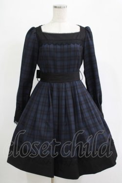 画像1: Sheglit / "Jane"タックワンピース  ブラックネイビーチェック H-25-11-07-002-EL-OP-KB-ZH