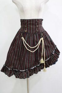 PUTUMAYO / Midnight Paradeアシメスカート  黒赤ストライプ/紺 H-25-11-07-014-PT-SK-KB-ZH