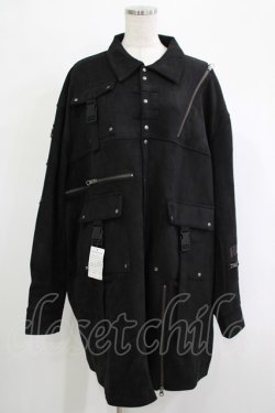 画像1: Ozz conte / バックプリントZIPラインジャケット  黒 H-25-11-07-015-OO-JA-KB-ZH