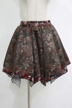 画像1: Qutie Frash / 和柄パニエスカート  黒 H-25-11-07-016-QU-SK-KB-ZH