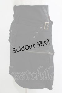 Ozz Croce / 異素材切替アシメスカート  黒 H-25-11-07-019-OO-SK-KB-ZH